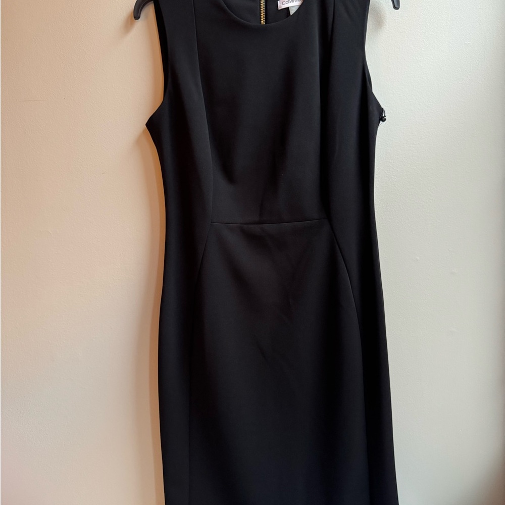 Calvin Klein Black Sheath Midi Dress for Cocktail Night Out